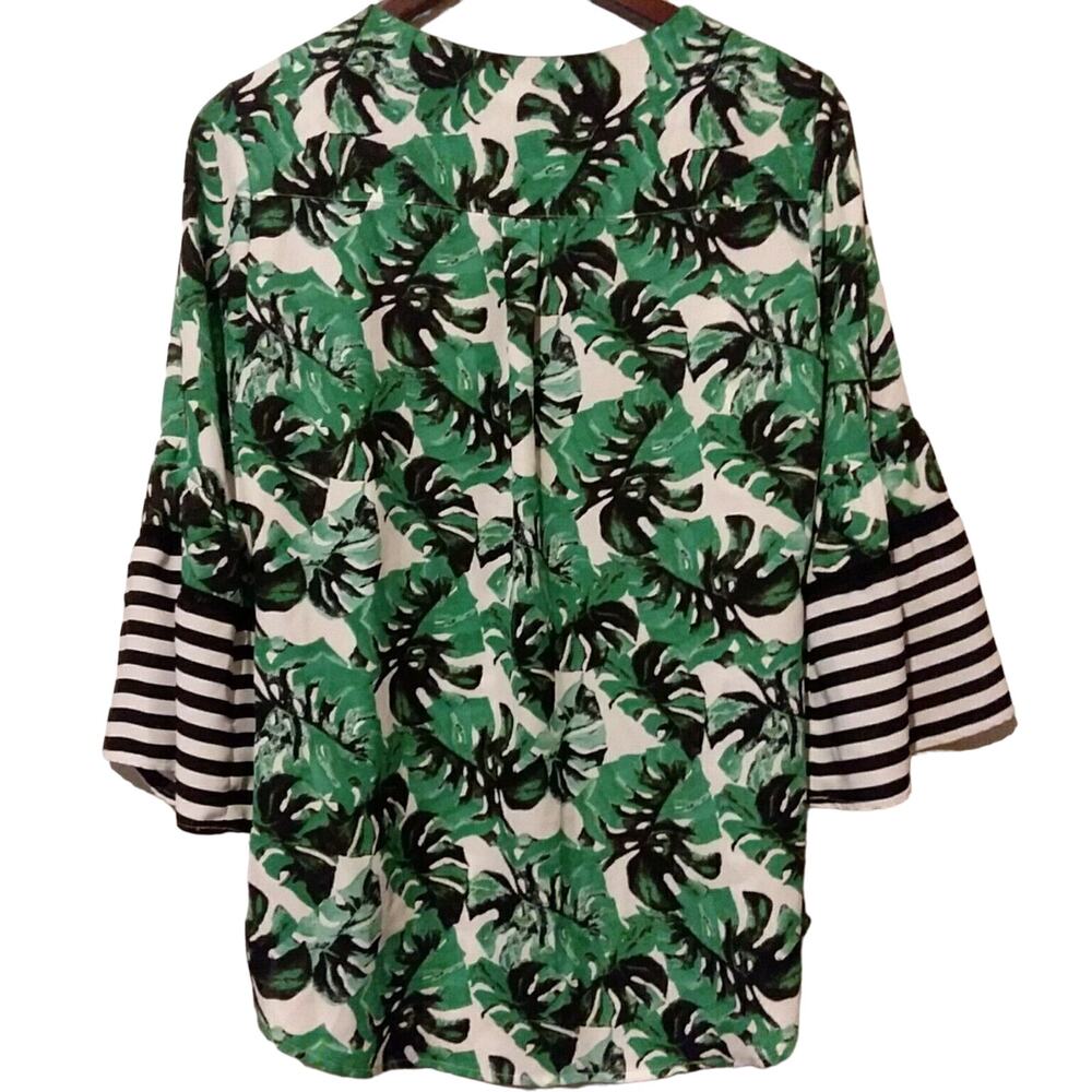 Floral Black & White Striped Top